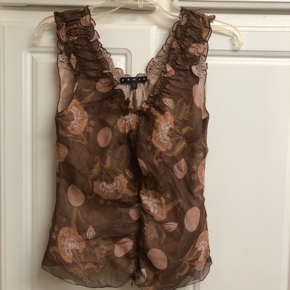NWOT PENTA Brown Sleeveless Top Size 6